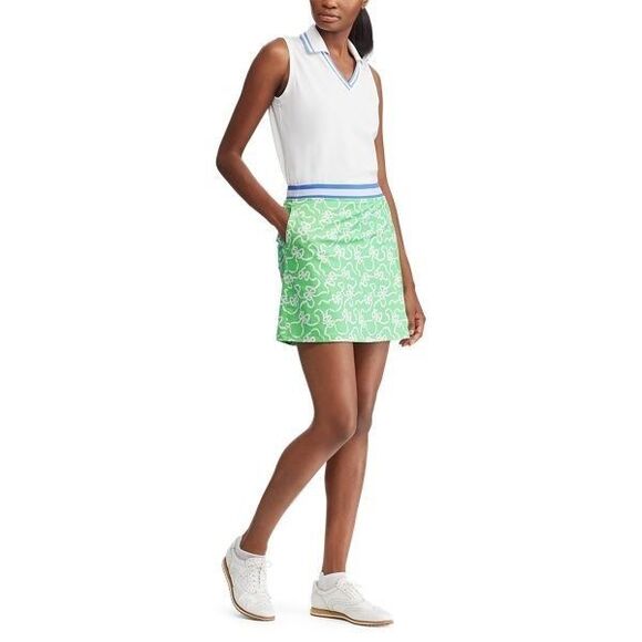 Ralph Lauren Women's bow print golf skort Skirt Stretchy with Pockets Green M - Picture 3 of 11